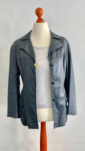 Damen Lederjacke - Blau, Größe 42